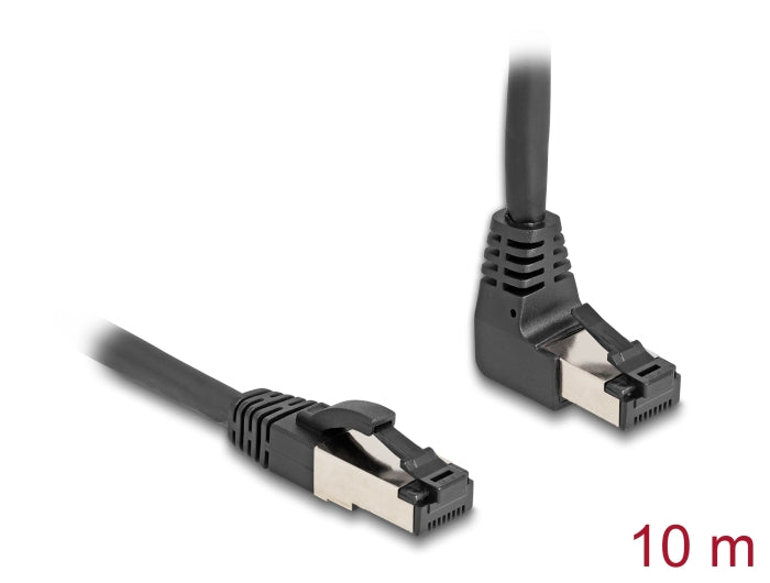 Delock RJ45 Netzwerkkabel Cat.8.1 S/FTP 90° oben gewinkelt / gerade 10 m schwarz Delock RJ45 Netzwerkkabel Cat.8.1 S/FTP 90° oben gewinkelt / gerade 10 m schwarz